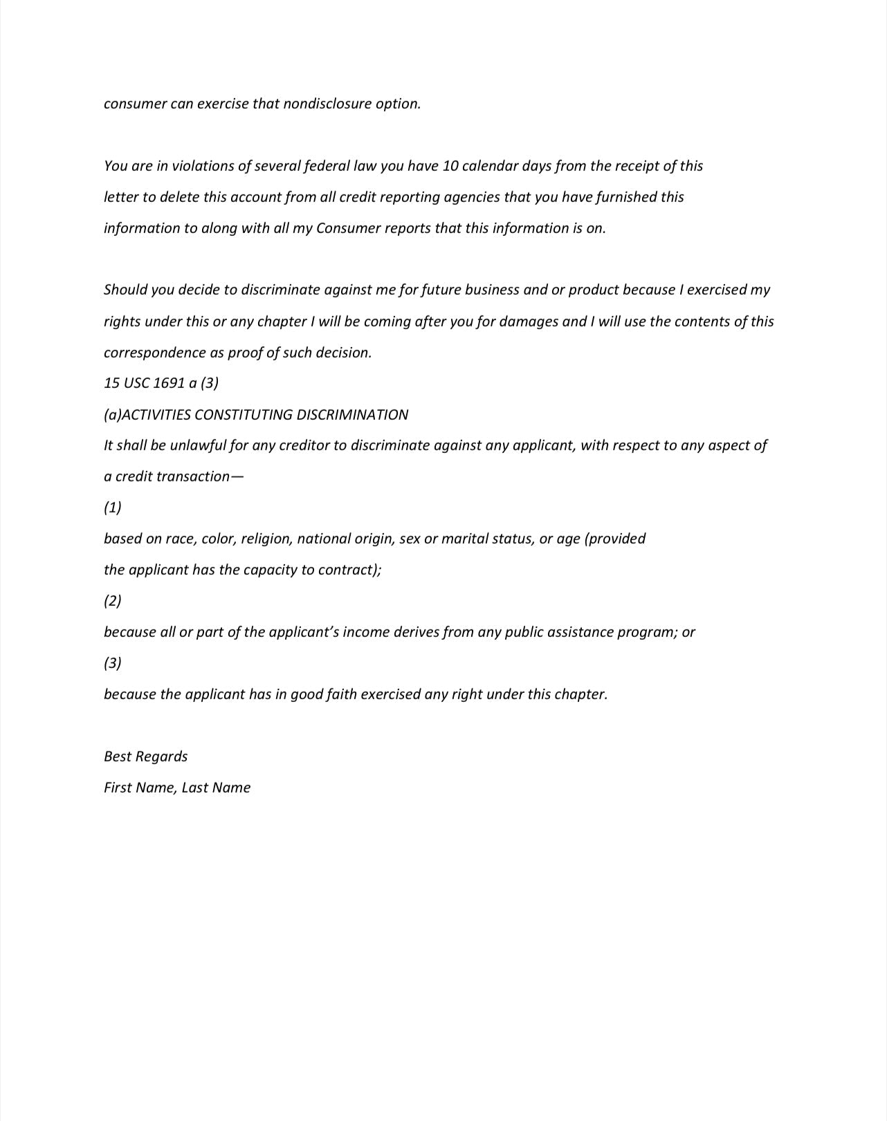 AUTO LOAN DISPUTE LETTER +