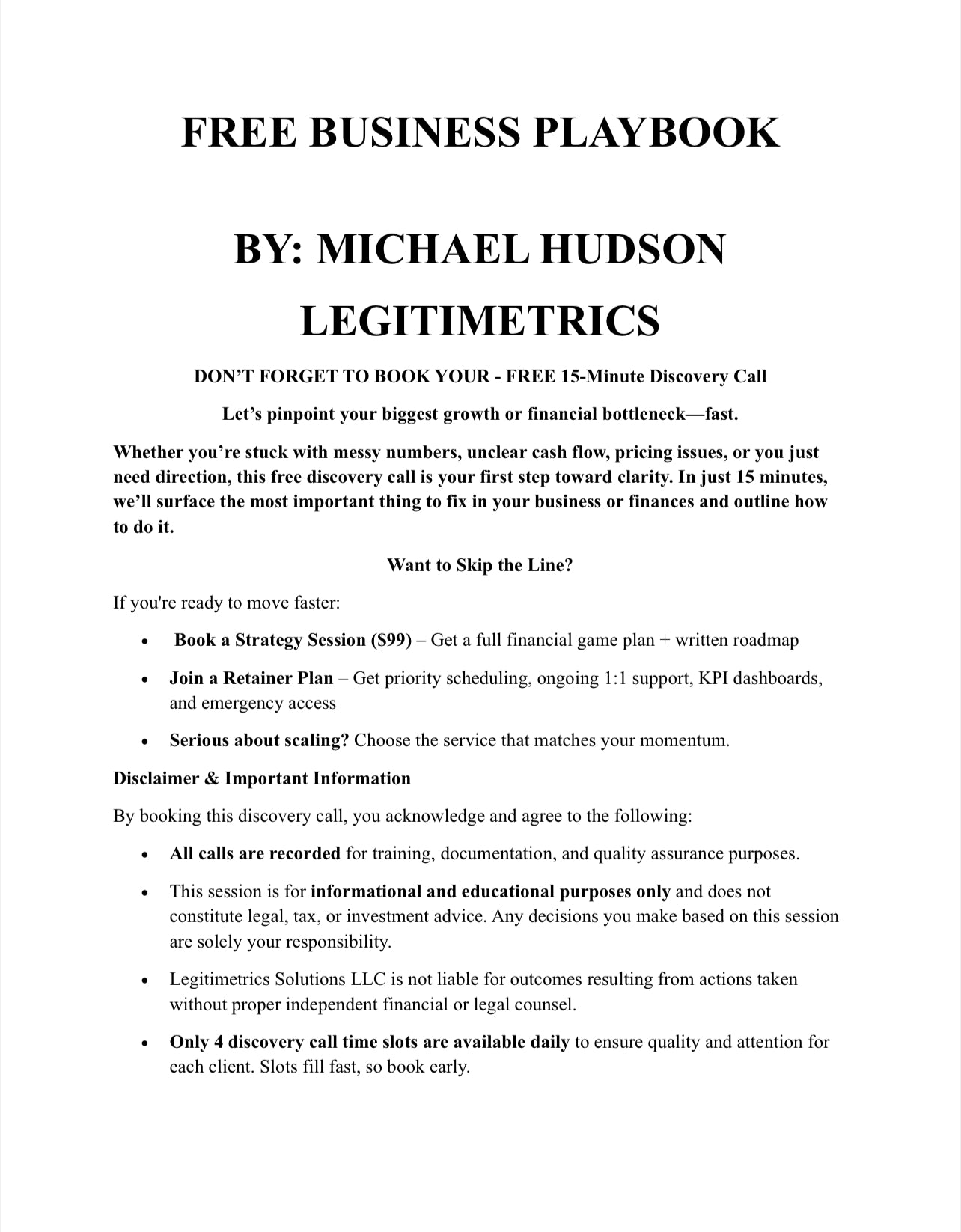 FREE BUSINESS PLAYBOOK